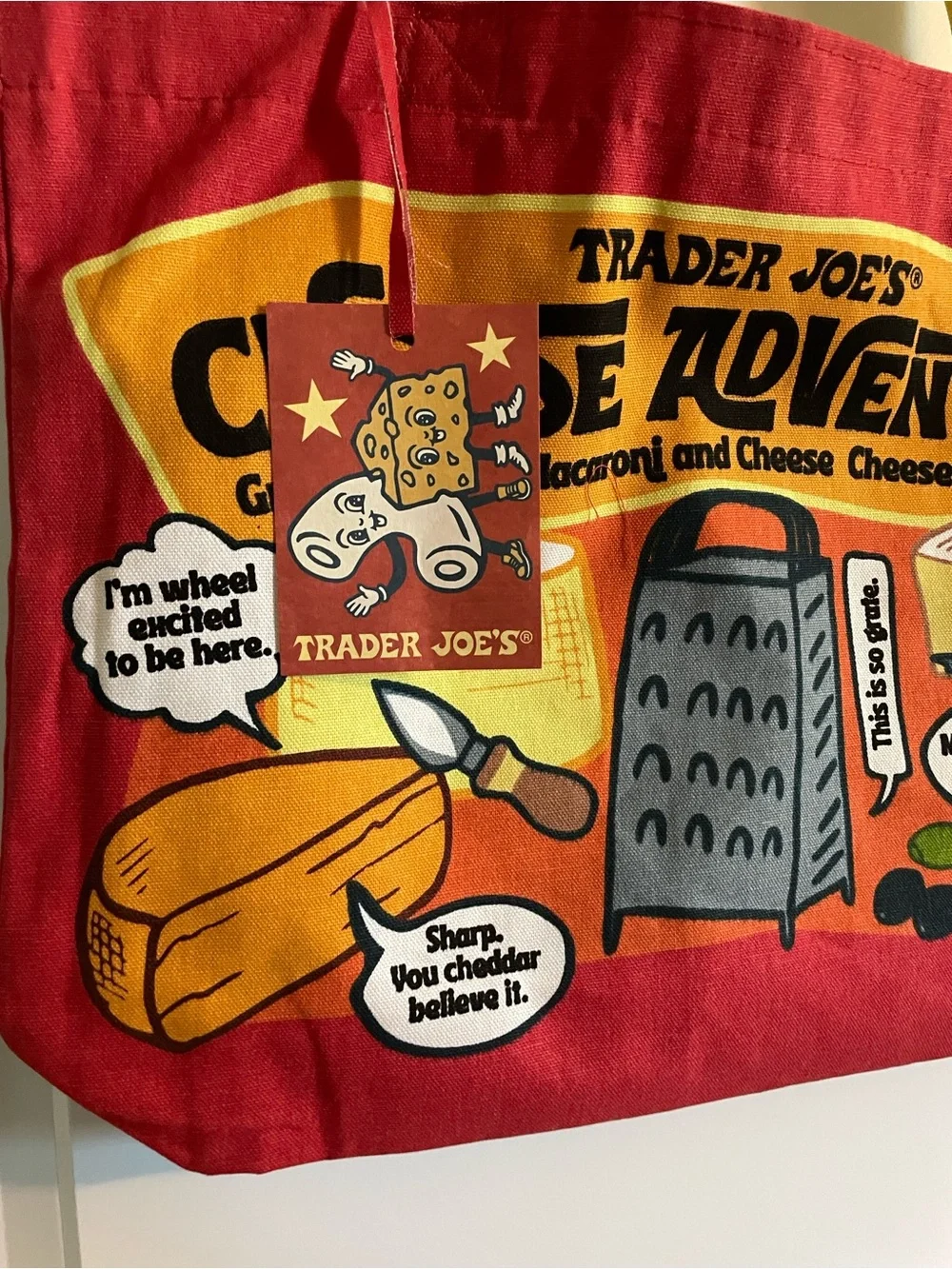 NWT Trader Joe's Limited Edition Tote Bag Cheese Adventures Heavy Duty & Large